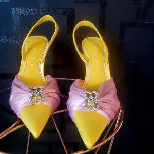 Gianni Bini Michah Satin Heart Embellished Slingback Pumps